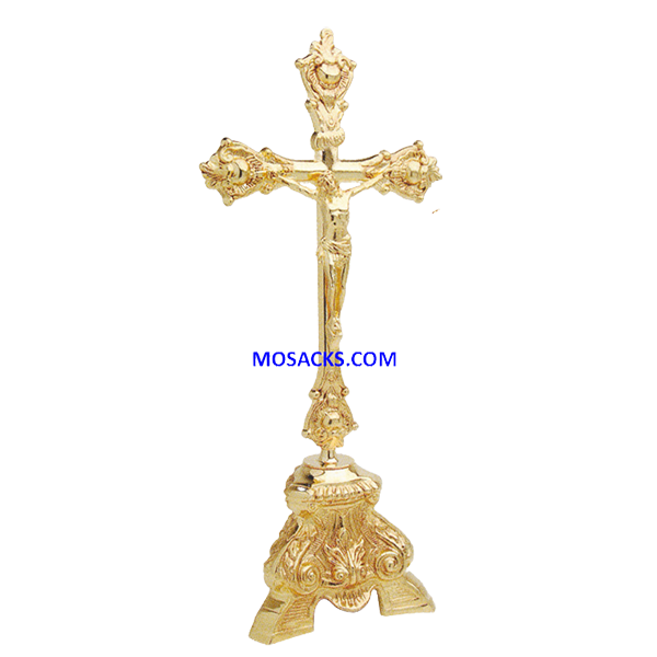 K Brand Gold Plated Altar Crucifix is 17-1/2" high with a 6" base  14-K850 FREE SHIPPING