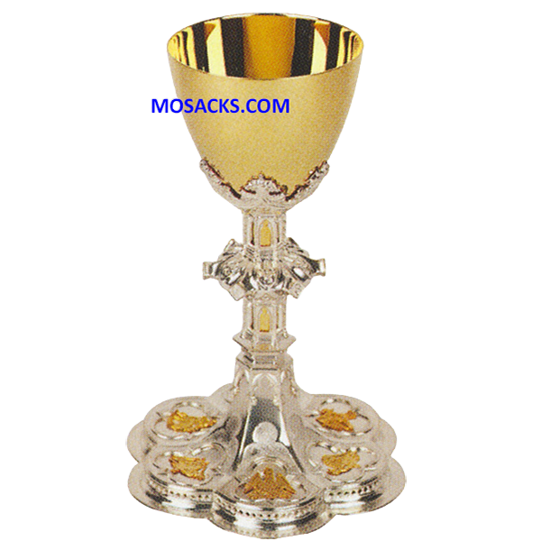 FREE SHIPPING Chalice - Ornate 24Kt Gold and Silver plated Chalice K910 measures 9" High and 3-3/4" diameter Cup with 9 ounce capacity and 6” Base
