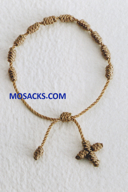 Knotted Cord Rosary Bracelet Beige 356-4880009