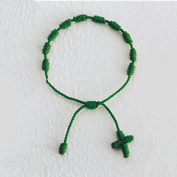 Knotted Cord Rosary Bracelet Emerald 356-4880011