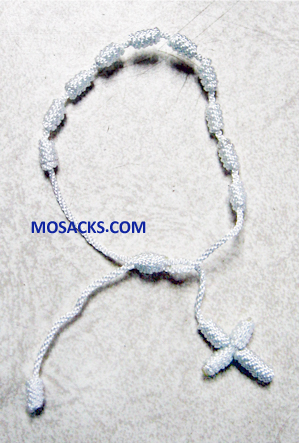 Knotted Cord Rosary Bracelet White 356-4880013