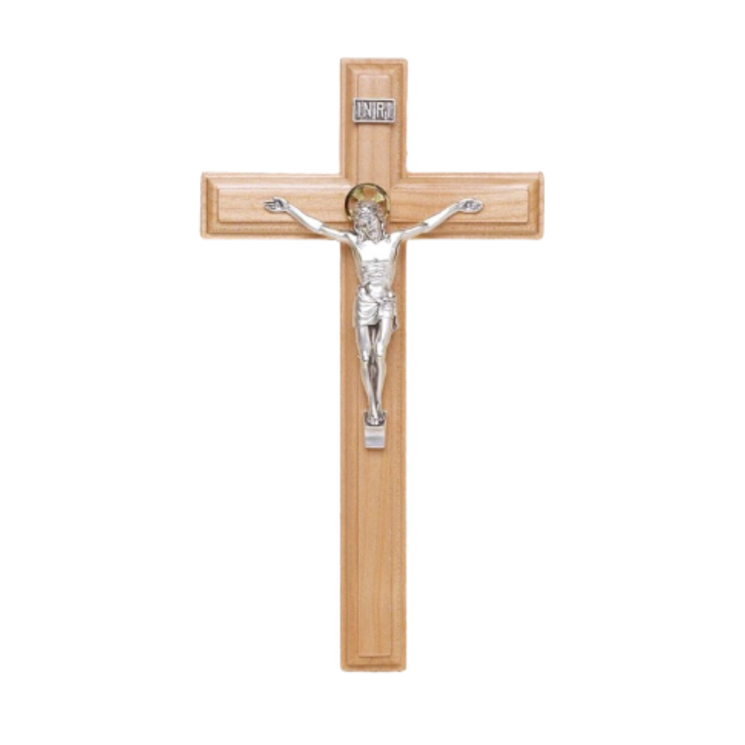 Maple Wood Crucifix with Italian Salerni Corpus  9" 17/436 QUANTITY PRICING