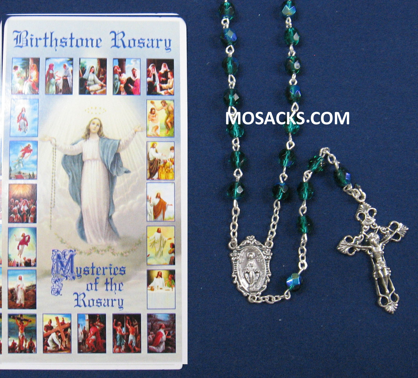May Emerald Aurora Borealis Birthstone Rosary