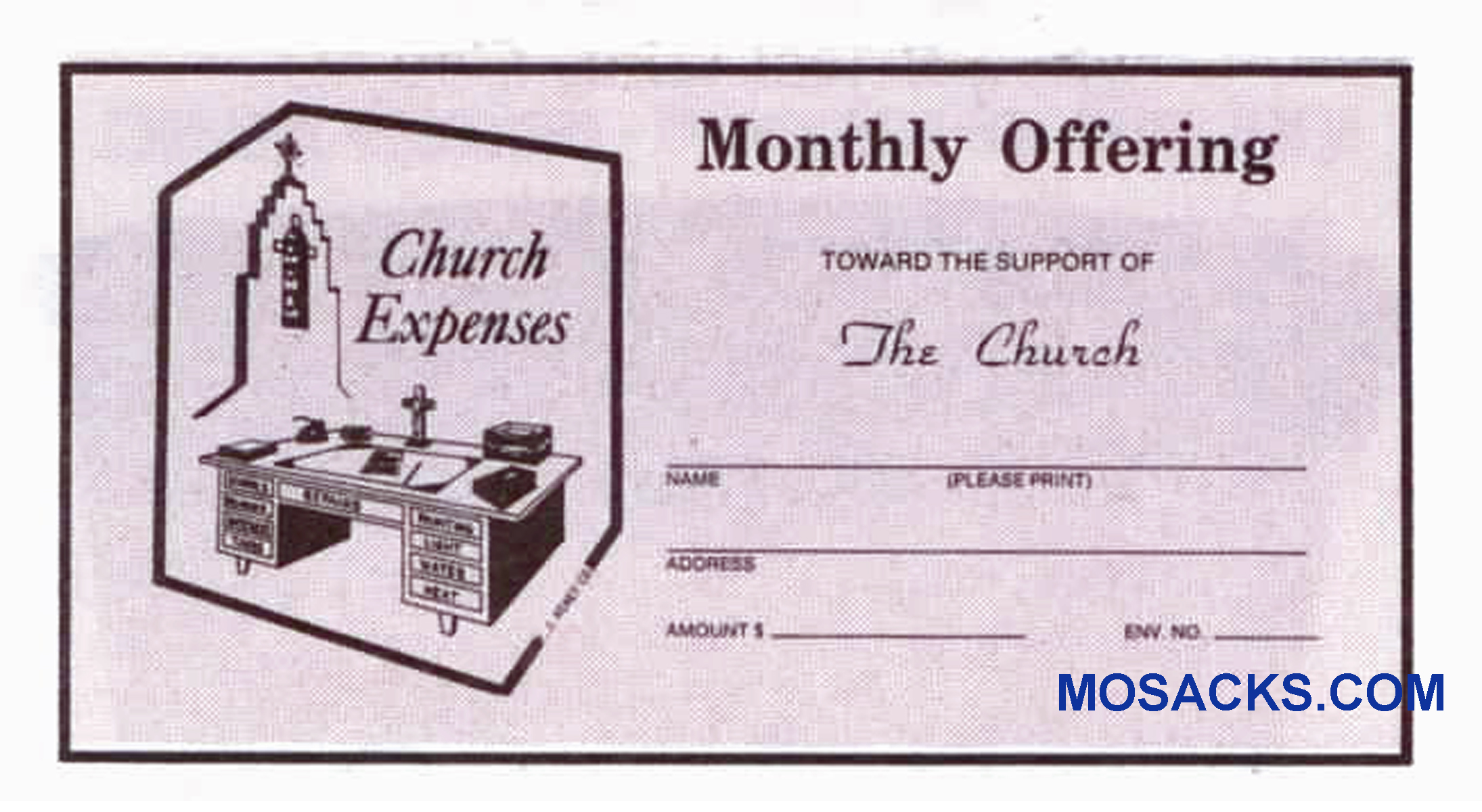 Monthly Church Offering Envelope 6-1/4 x 3-1/8 #304-367