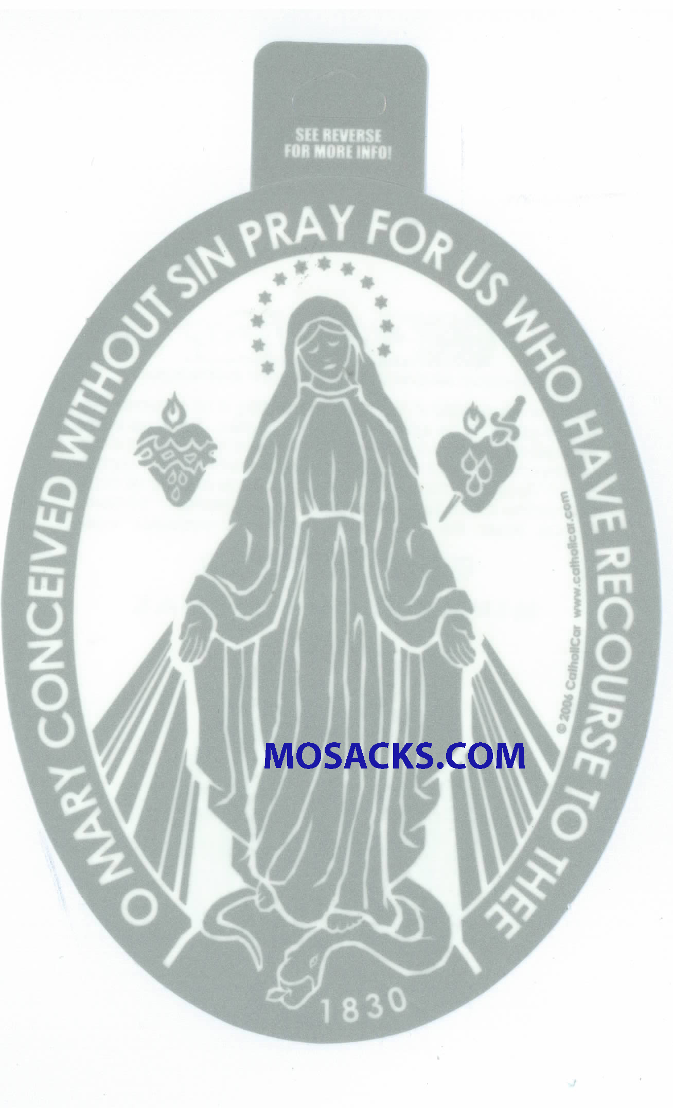 Miraculous Medal Oval Decal Christian Window Decal, Catholic Window Decal