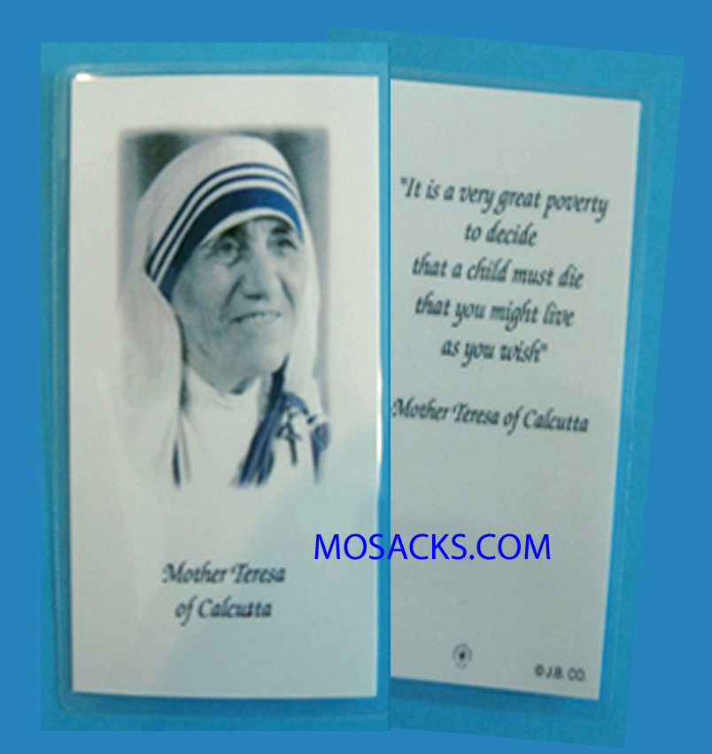 Mother Teresa of Calcutta 2 1/2'" x 4 1/4" Laminated Card, #MT-1L