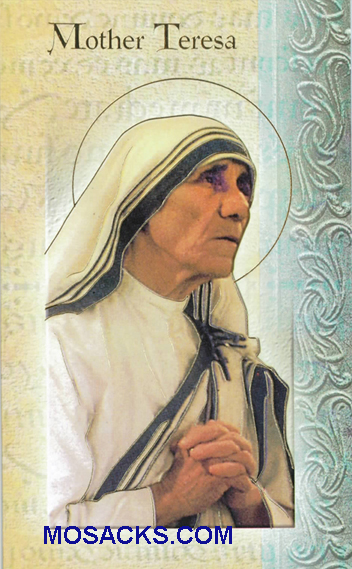 Mother Teresa laminated Bi-fold Holy Card, F5-576