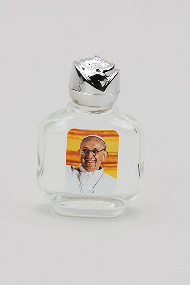 Glass Holy Water Bottle With Papal Image-99710, Holy Water Bottle