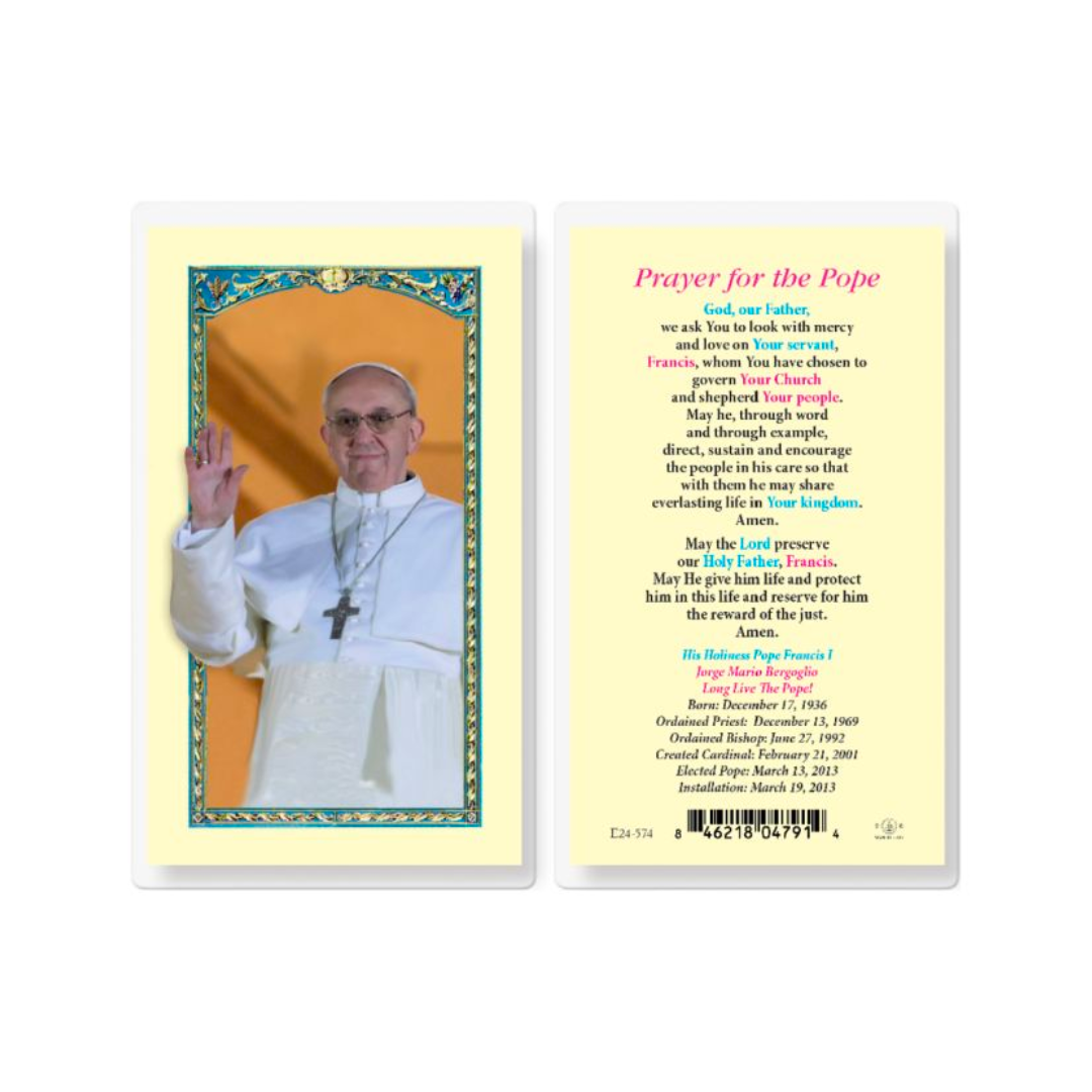 New Pope Francis Laminated Holy Card With Prayer E24-574