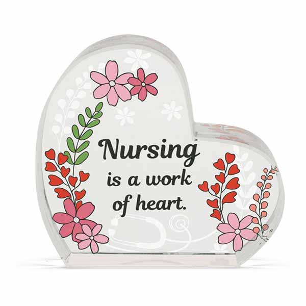 "Nursing is a work of heart" Glass Plaque - 14653