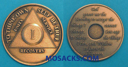 One Year Bronze Anniversary Recovery Coin Alcoholics Anonymous 1126189501