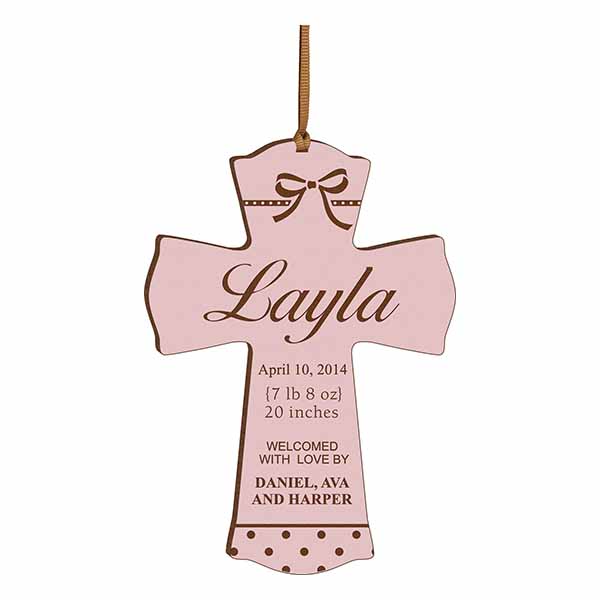Pink Mini Cross (Personalized) - Laser Engravable