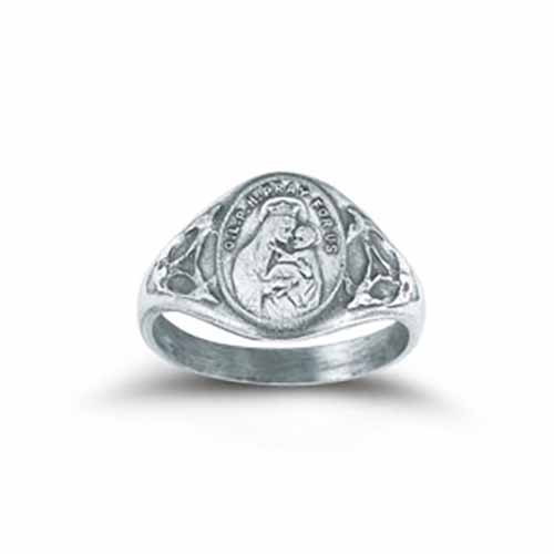 Ring O.L. of Mt. Carmel with Sacred Heart of Jesus Sizes: 5-9 R4202 Sterling Silver Scapular Ring