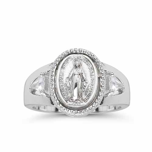 Ring Sterling Silver Miraculous Medal Ring Sizes 5-8  R4111 Mary, Mother of God ring