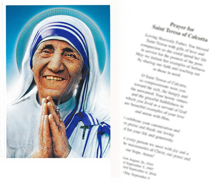 Saint Teresa of Calcutta Holy Card 2-MT6