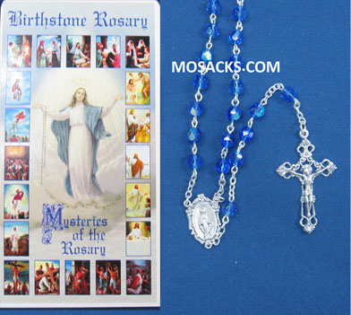 September Blue Sapphire Birthstone Rosary 64-307/SP/C1