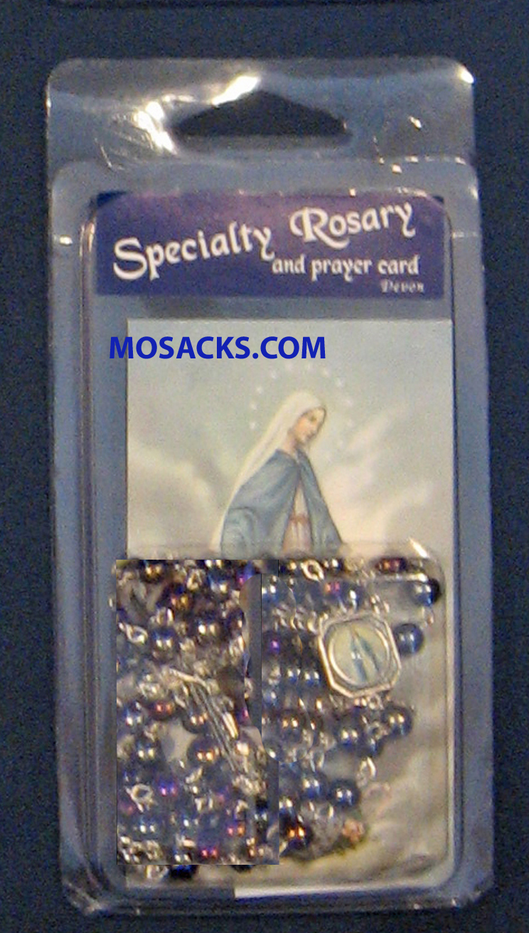Specialty Rosary Our Lady Of Grace Blue Rosary with Memorare of St. Bernard Prayer Card 64-967/LOG/C1