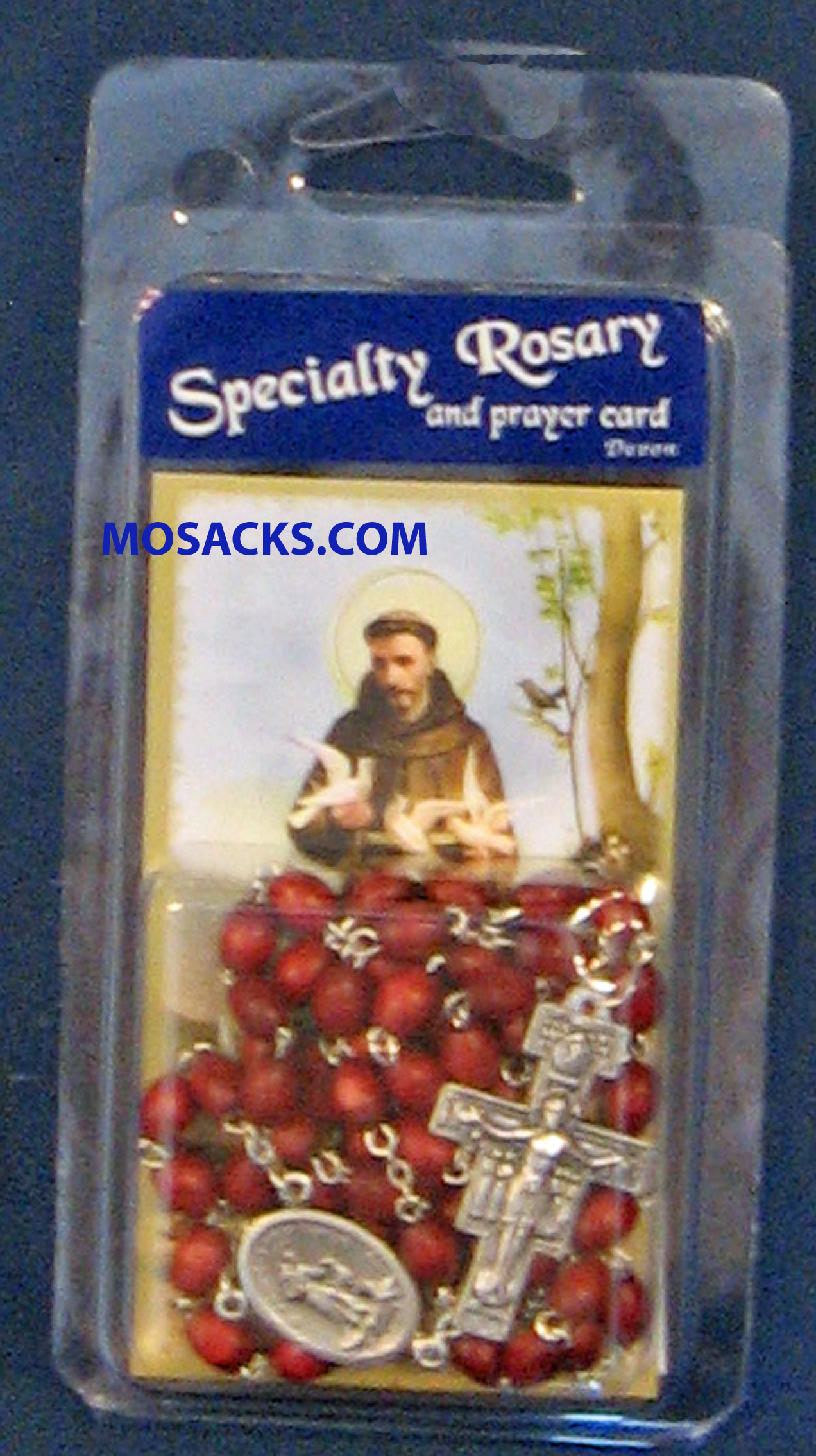 Specialty Rosary St. Francis of Assisi Brown Rosary and Peace Prayer Card 64-08622