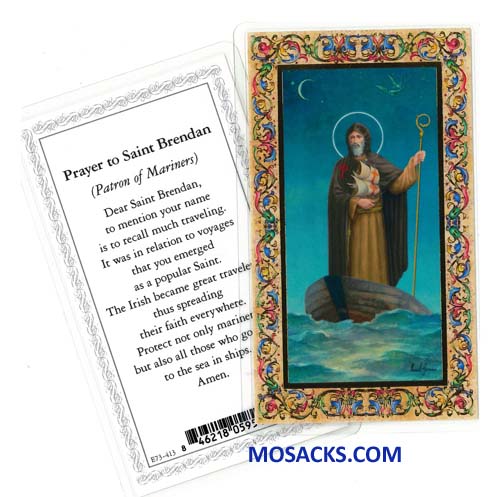 St.Brendan Patron Of Mariners Laminated Holy Card E73-413
