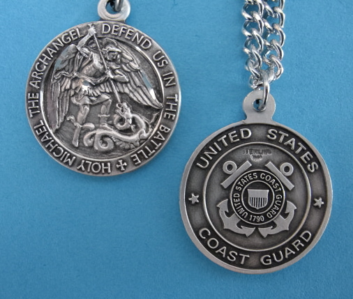 St. Michael Coast Guard Sterling Medal w/24" S Ch