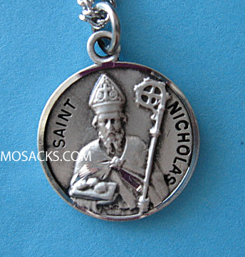 St. Nicholas Sterling Silver Medal, 20" S Chain, S-9623-20S
