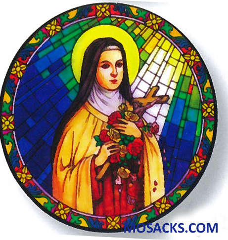 Stained Glass Suncatcher Window Decal St Therese of Lisieux 356-TH
