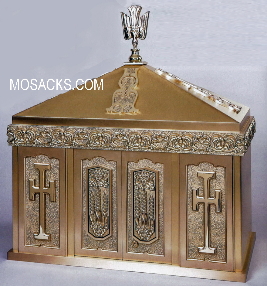 Bronze Tabernacle with Dove Finial and Wheat & Cross Motif 29TAB21