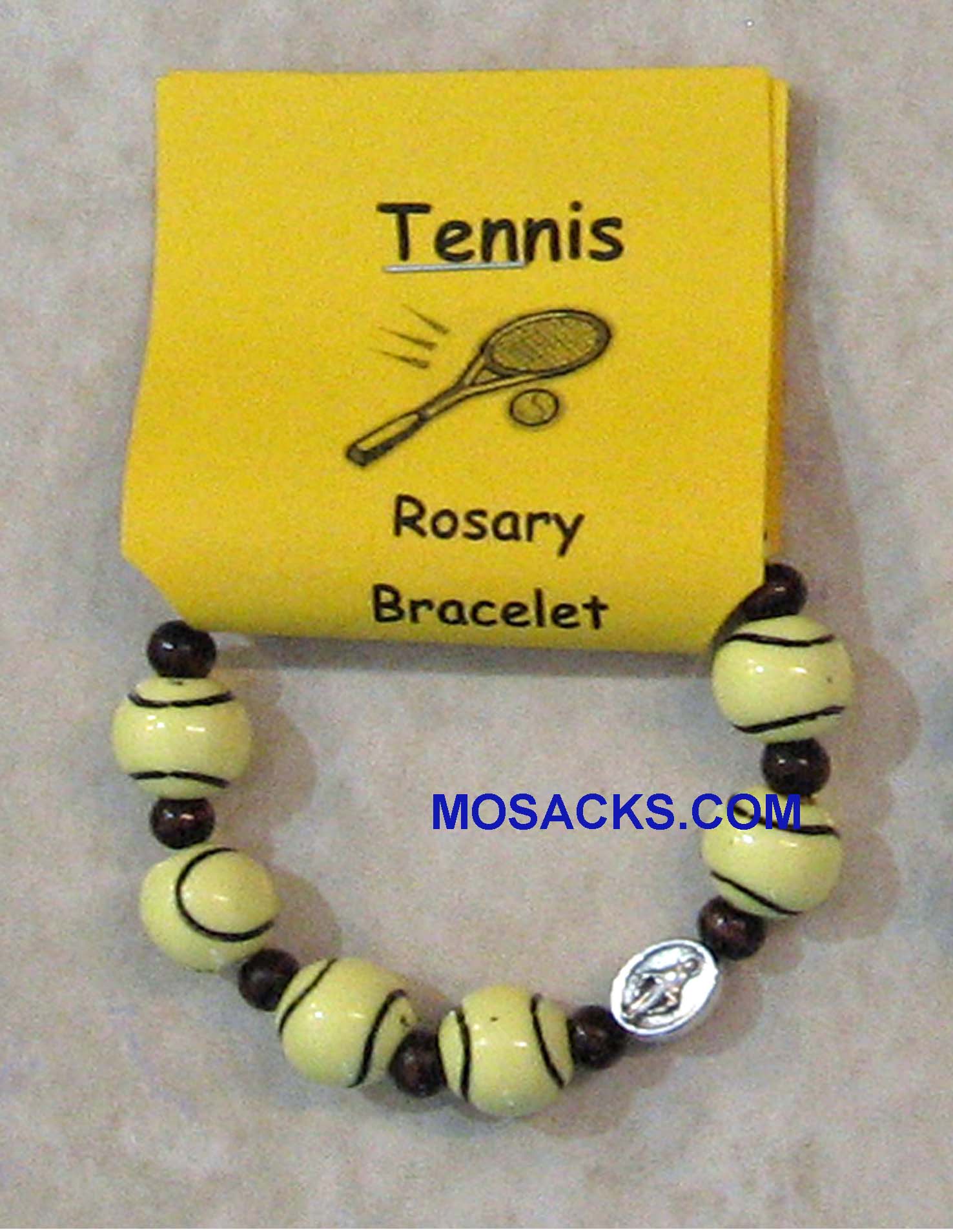Sports Bracelet Tennisball Rosary Stretch Bracelet 2-1/4" Dia SBRTE