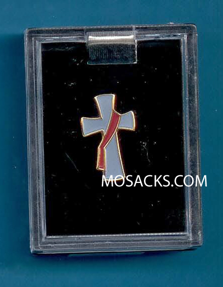Deacon Enamel Cross Lapel Pin 7/8" high, #B22