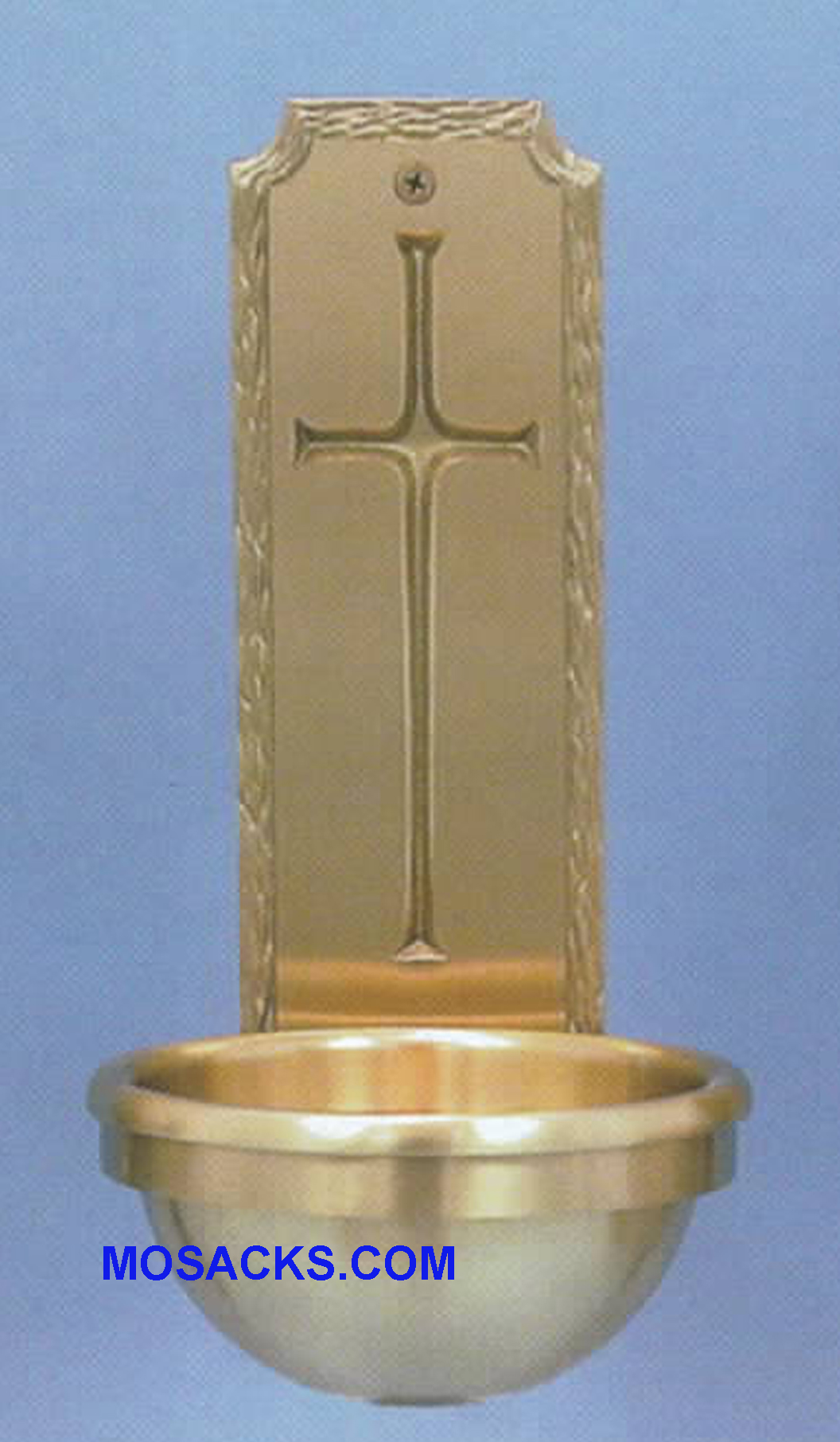 Bronze Holy Water Font Cross w/Textured Border 59HWF59
