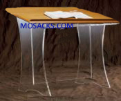 W Brand Acrylic Table Top Lectern with wood top without cross 20" w x 18" d x 20" h 40-3311W is a clear acrylic table top lectern 40-3311W