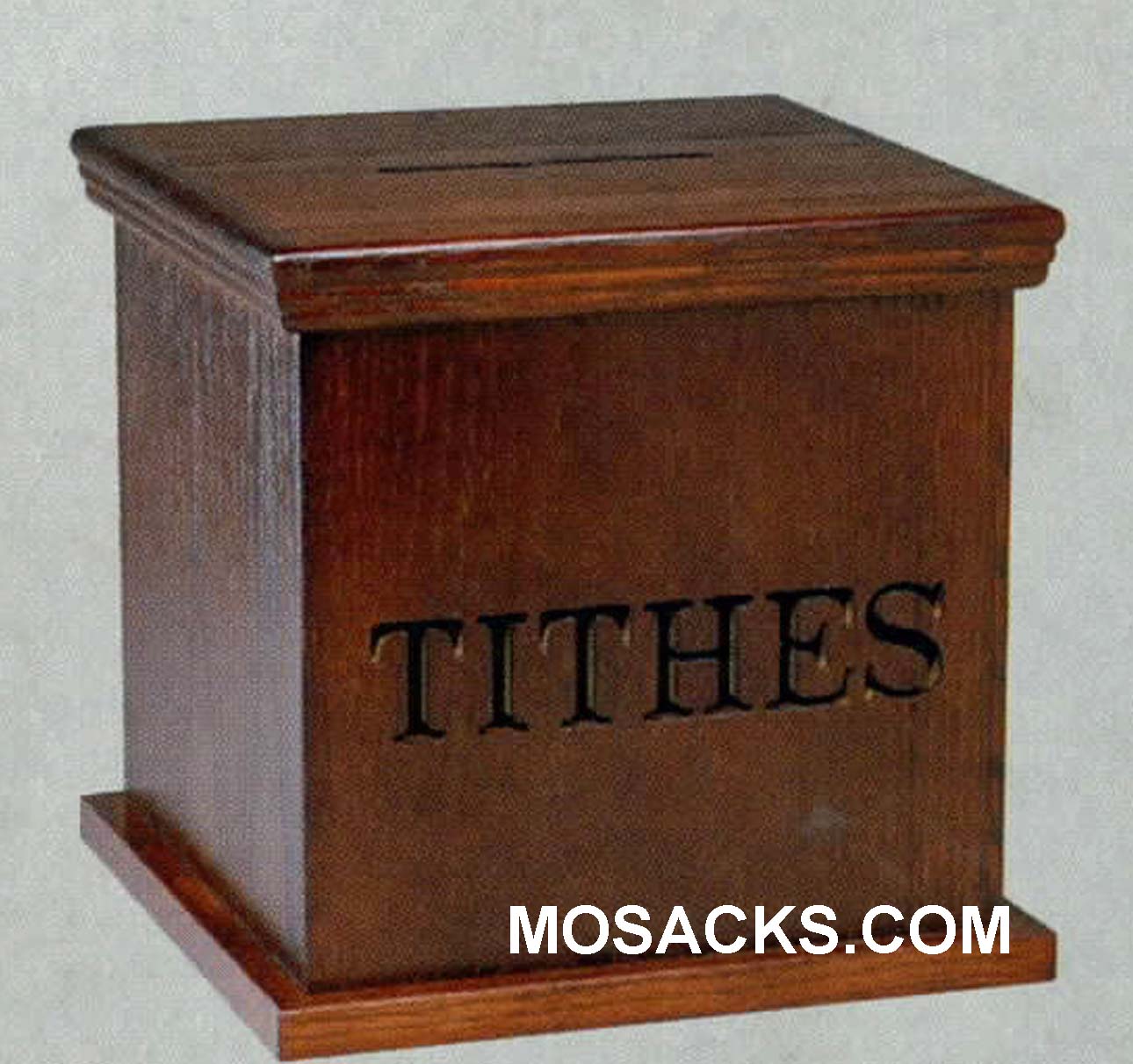 Wooden Tithe Box with Lettering 16" w x 16" d x 11" h 40-1163 Wood Offering Box
