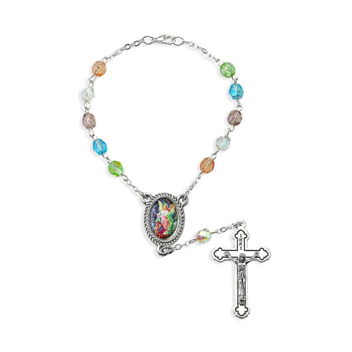 Auto Rosary Guardian Angel Multi Color Bead 12-A41ML-350 This Guardian Angel Auto Rosary will be convenient to use as a one decade rosary, and a reminder to turn to God and be calm on the road.