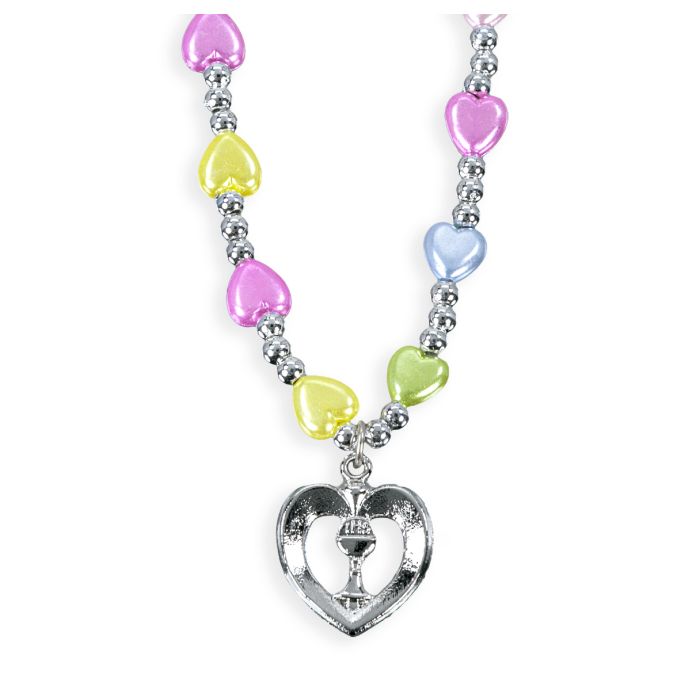 Communion 16 Inch Multi-color Heart shaped Pearl Necklace 12-1729-613