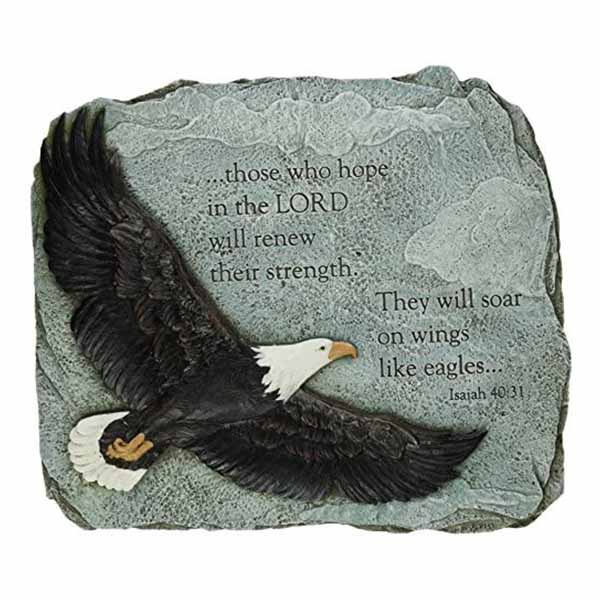 Joseph's Studio Eagle Garden Stone 60873 with Bible verse Isaiah 40:31 from the Joseph's Studio Eagles Wings Collection by Roman Inc.