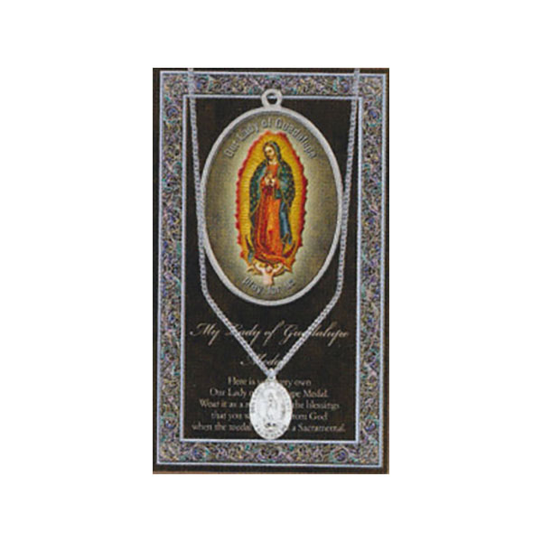 Pewter Our Lady of Guadalupe Medal Necklace Our Lady of Guadalupe Pewter Medal 1-1/16"h  950-216
